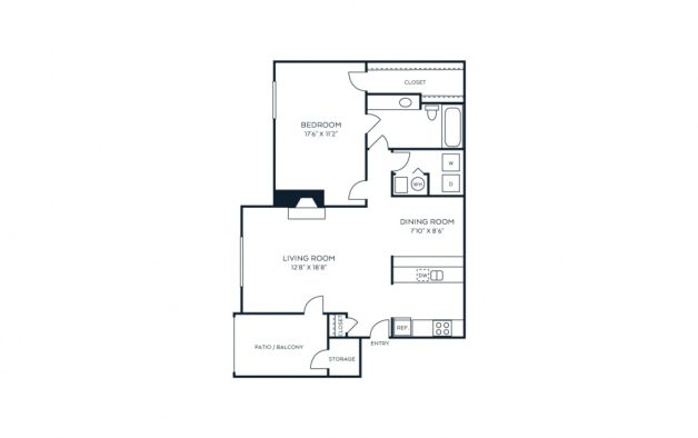 floor plan for the two bedroom apartment at The  Sawyer